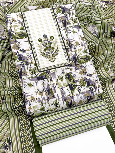 all about you Printed Pure Cotton Unstitched Dress Material - Image 2