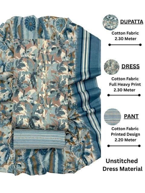 all about you Printed Pure Cotton Unstitched Dress Material - Image 5
