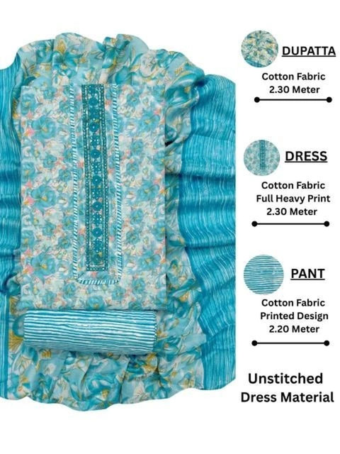 all about you Printed Pure Cotton Unstitched Dress Material - Image 5