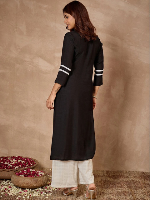 Janasya Women Ethnic Motifs Embroidered Chikankari Kurta - Image 6