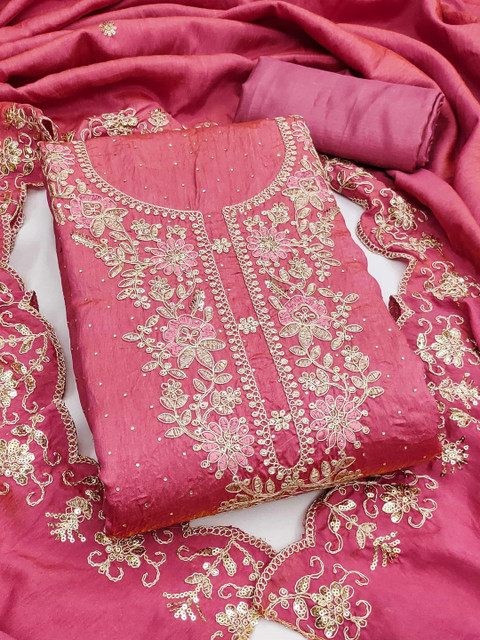 M FASHION Raw Silk Unstitched Dress Material