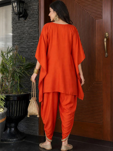 Youthnic Women Ethnic Motifs Embroidered Regular Zardozi Kurta with Dhoti Pants - Image 5