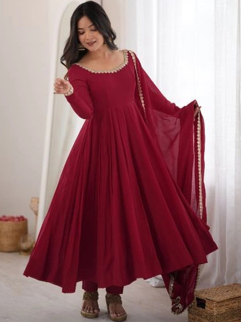 Moda Rapido Women Embroidered Regular Thread Work Chanderi Silk Kurta with Palazzos & With Dupatta - Image 7