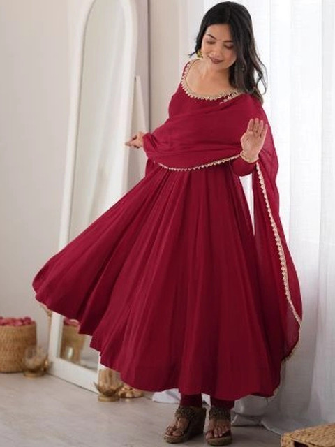 Moda Rapido Women Embroidered Regular Thread Work Chanderi Silk Kurta with Palazzos & With Dupatta - Image 6