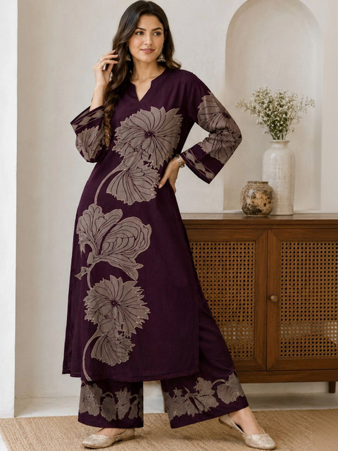Tabeedah Women Floral Printed Regular Kurti with Palazzos