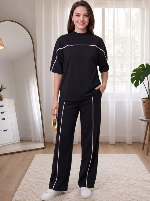 BLACK ROSSY Striped T-shirt with Trousers