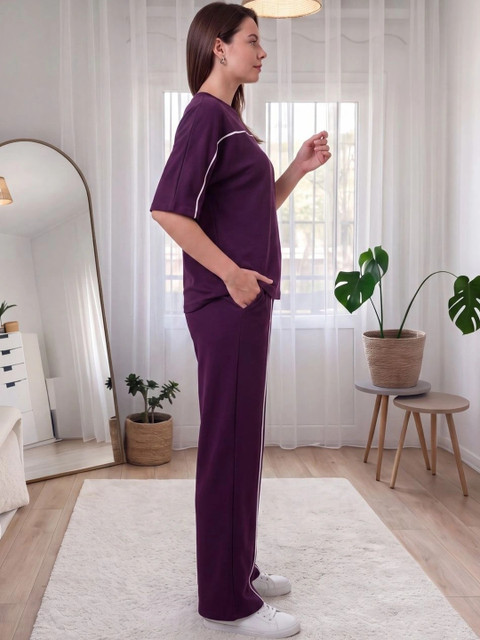 BLACK ROSSY Solid T-shirt with Trousers - Image 3