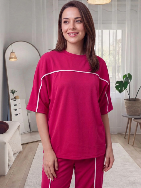 BLACK ROSSY Solid T-shirt with Trousers