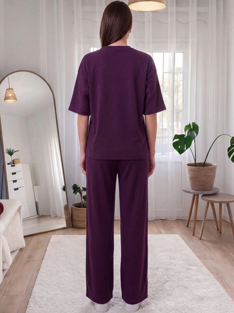 BLACK ROSSY Solid T-shirt with Trousers - Image 4