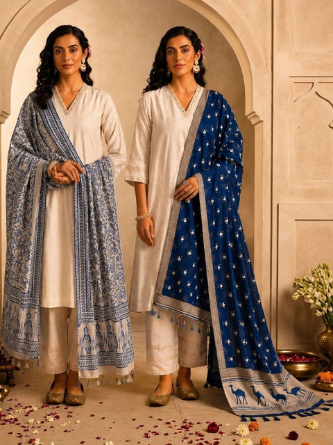 Azira Pack of 2 Ethnic Motifs Printed Block Print Dupatta