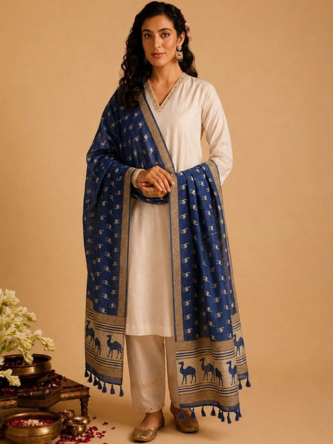 Azira Pack of 2 Ethnic Motifs Printed Block Print Dupatta - Image 5