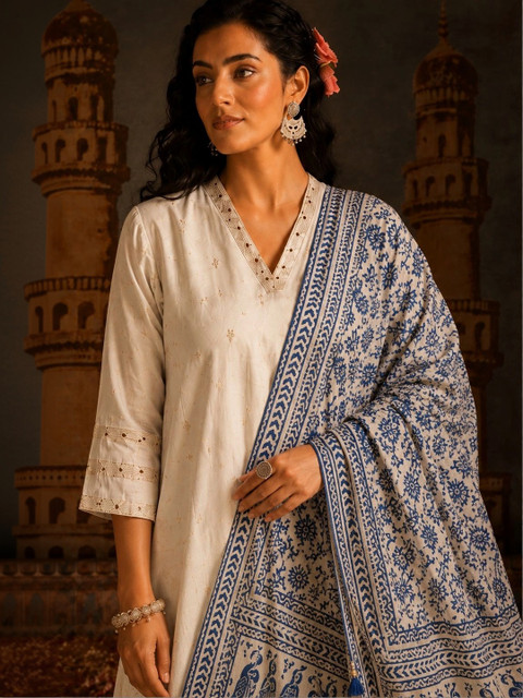 Azira Pack of 2 Ethnic Motifs Printed Block Print Dupatta - Image 7