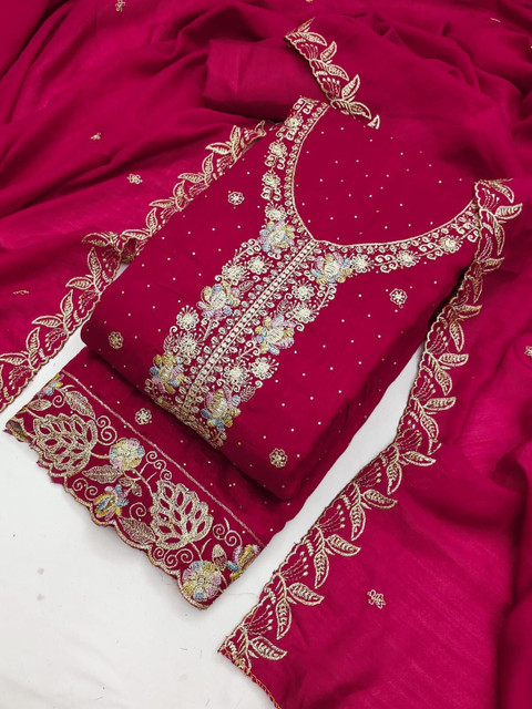 HMP Fashion Embroidered Viscose Rayon Unstitched Dress Material - Image 7