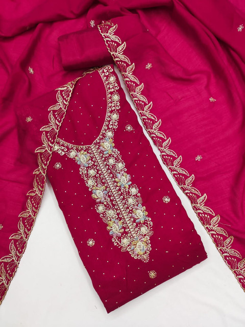 HMP Fashion Embroidered Viscose Rayon Unstitched Dress Material - Image 2