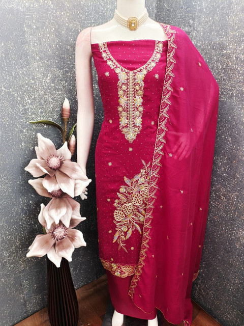 HMP Fashion Embroidered Viscose Rayon Unstitched Dress Material - Image 3
