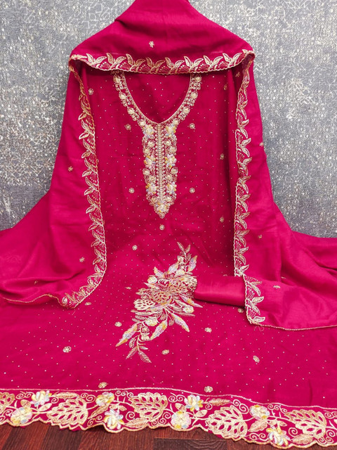 HMP Fashion Embroidered Viscose Rayon Unstitched Dress Material - Image 6
