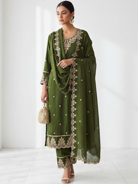 HMP Fashion Embroidered Unstitched Dress Material