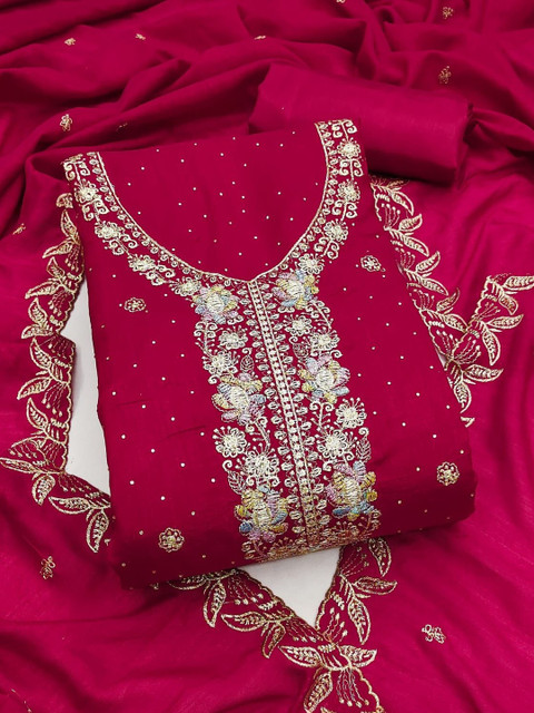 HMP Fashion Embroidered Viscose Rayon Unstitched Dress Material - Image 5