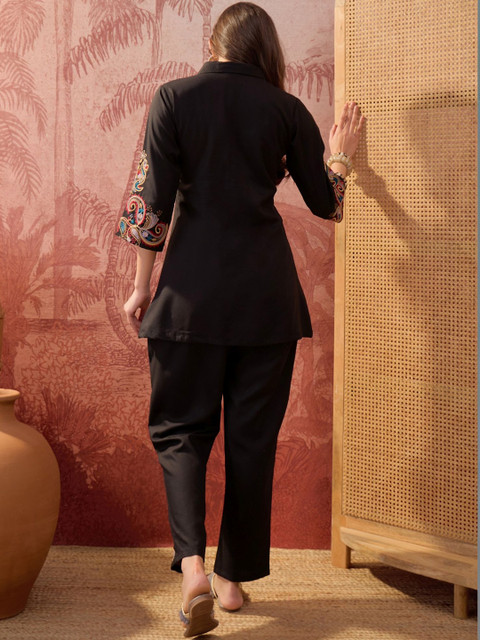 Sangria Embroidered Shirt with Trousers - Image 2