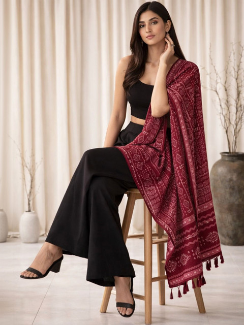 HERE&NOW Ethnic Motifs Printed Block Print Dupatta - Image 4