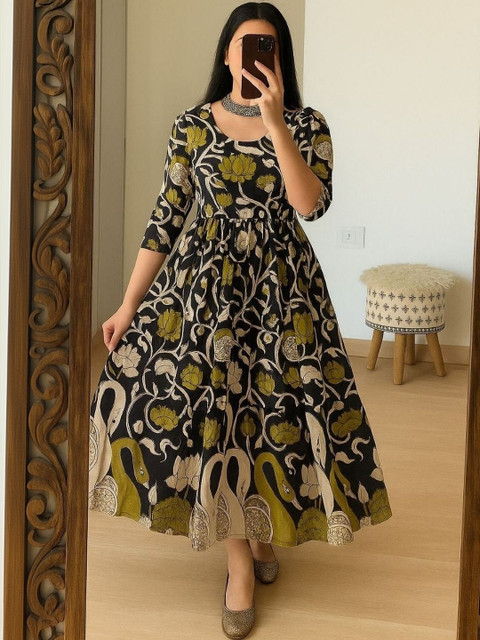 WOCLO ENTERPRISE Floral Print Fit & Flare Midi Dress