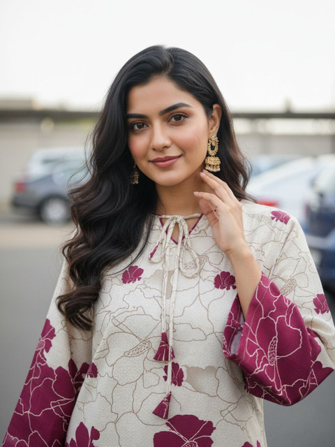 ZIVRAA Floral Printed Tunic with Palazzos - Image 2