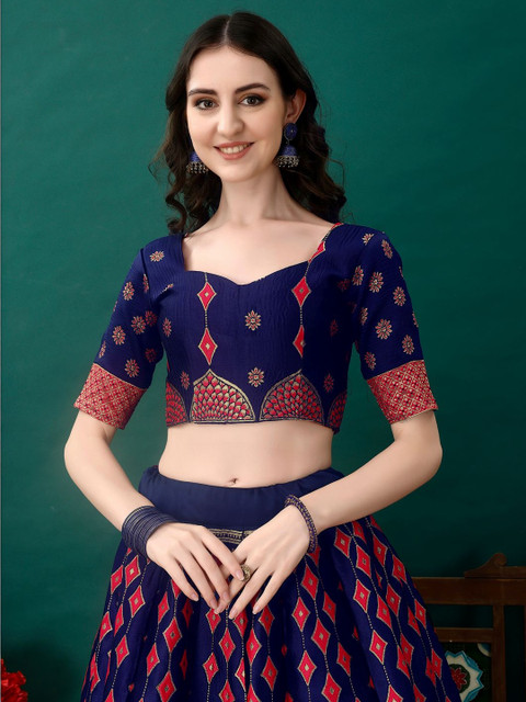 JIVUBA Embroidered Semi-Stitched Lehenga & Blouse With Dupatta - Image 4
