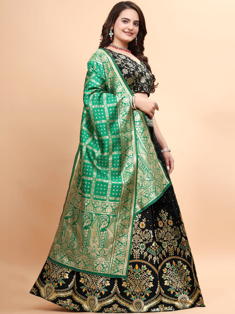 JIVUBA Embroidered Semi-Stitched Lehenga & Blouse With Dupatta - Image 3