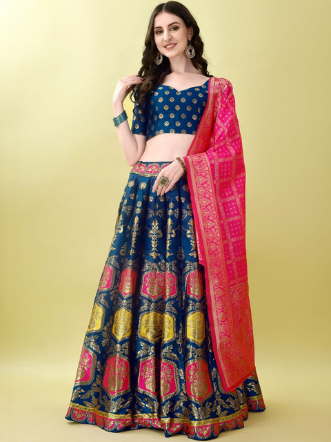 JIVUBA Embellished Semi-Stitched Lehenga & Blouse With Dupatta