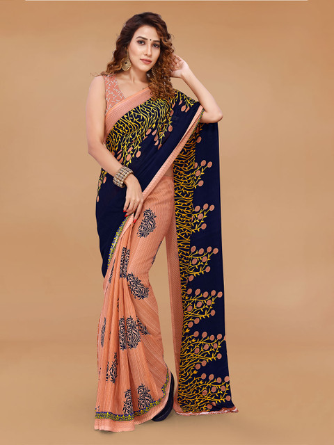 STYLE MODA Floral Poly Georgette Designer Saree