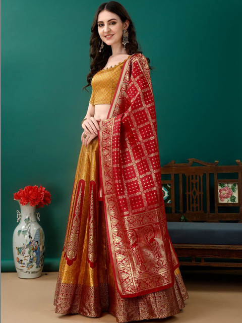 JIVUBA Semi-Stitched Lehenga & Blouse With Dupatta - Image 3