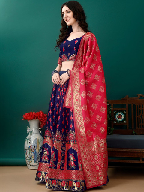 JIVUBA Embroidered Semi-Stitched Lehenga & Blouse With Dupatta - Image 3