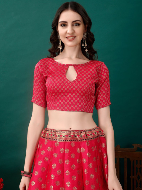 JIVUBA Semi-Stitched Lehenga & Blouse With Dupatta - Image 4