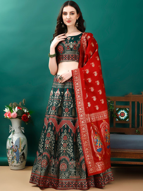 JIVUBA Embroidered Semi-Stitched Lehenga & Blouse With Dupatta