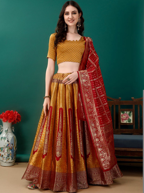 JIVUBA Semi-Stitched Lehenga & Blouse With Dupatta
