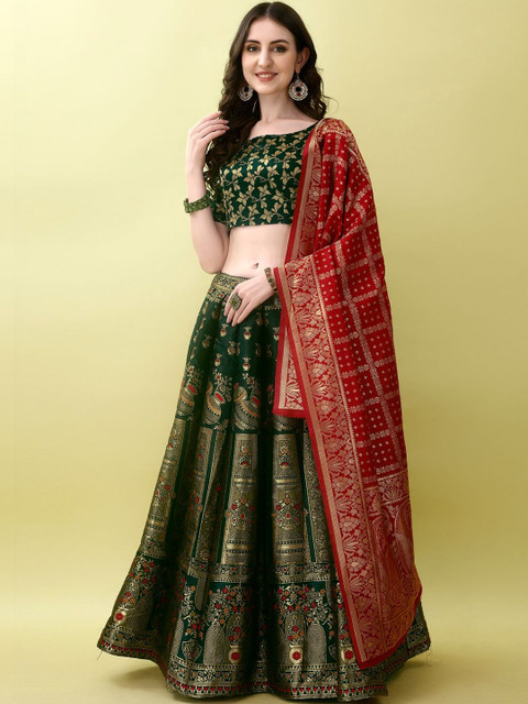 JIVUBA Semi-Stitched Lehenga & Blouse With Dupatta