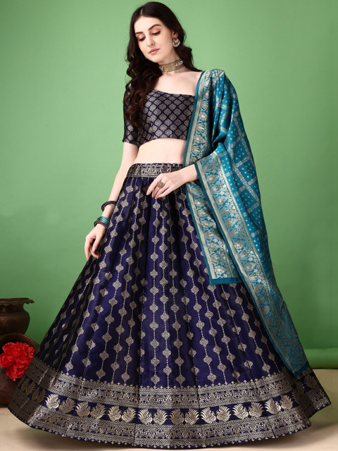 JIVUBA Semi-Stitched Lehenga & Blouse With Dupatta - Image 3