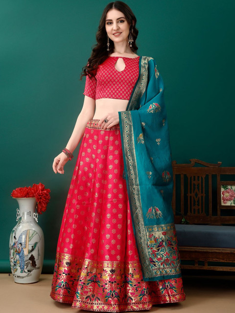 JIVUBA Semi-Stitched Lehenga & Blouse With Dupatta