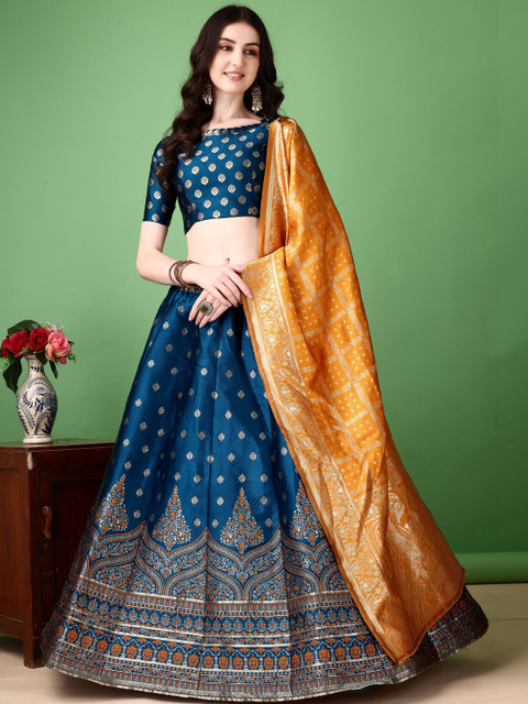 JIVUBA Semi-Stitched Lehenga & Blouse With Dupatta