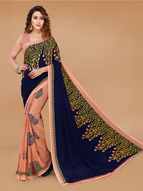 STYLE MODA Floral Poly Georgette Designer Saree - Image 3