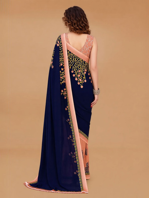 STYLE MODA Floral Poly Georgette Designer Saree - Image 4