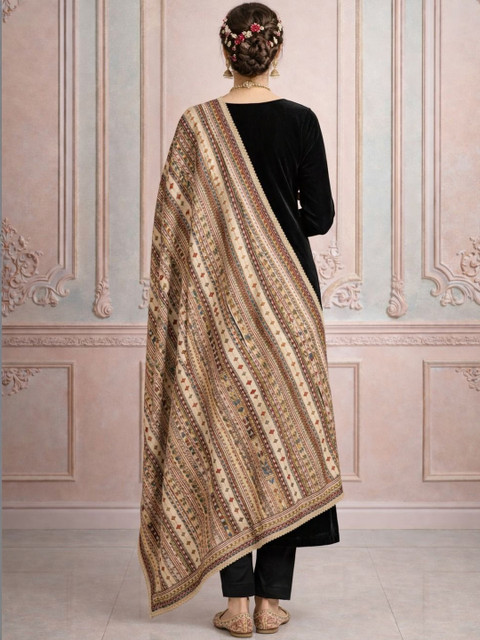 HERE&NOW Ethnic Motifs Woven Design Kalamkari Dupatta - Image 5