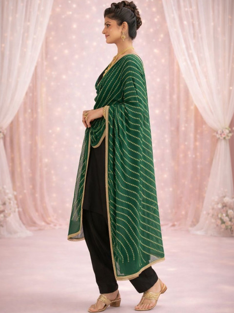 HERE&NOW Woven Design Bandhani Dupatta with Zari - Image 3