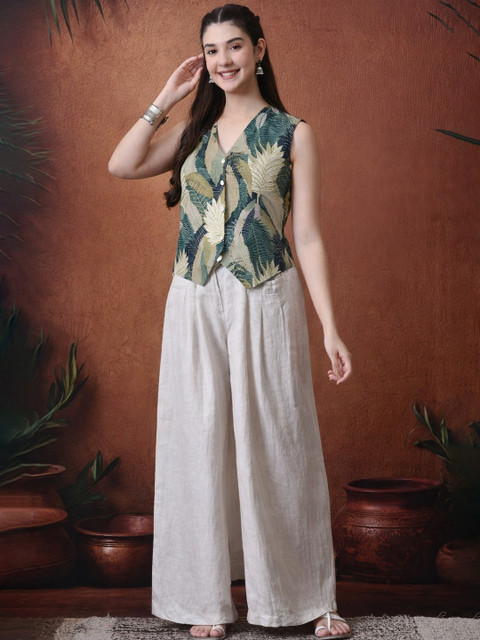Klotden Tropical Print Tropical Cotton Blend Top - Image 5