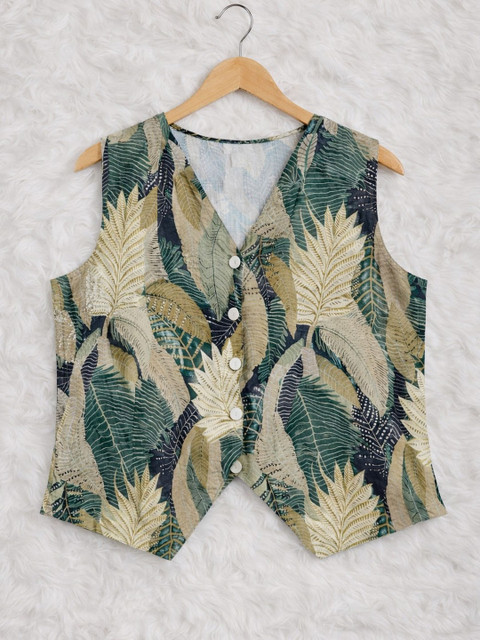 Klotden Tropical Print Tropical Cotton Blend Top - Image 7
