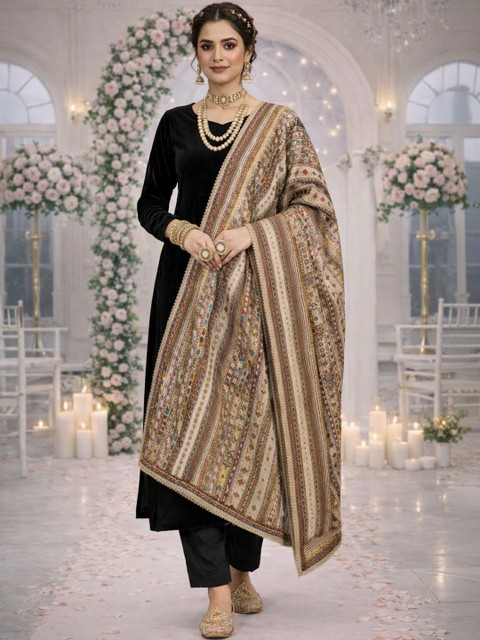 HERE&NOW Ethnic Motifs Woven Design Kalamkari Dupatta