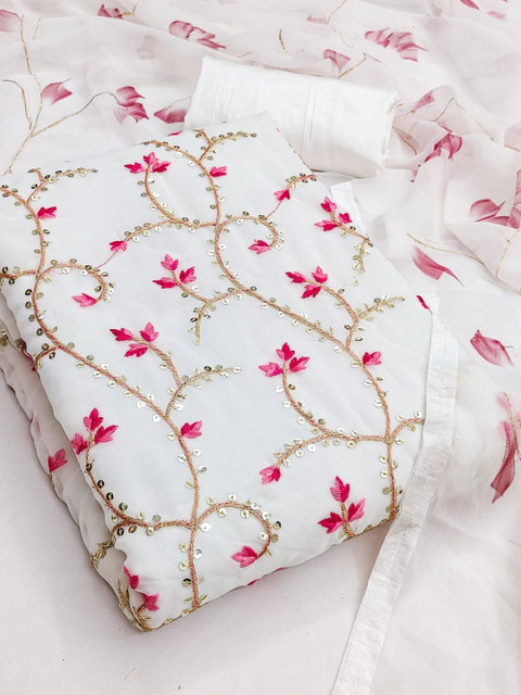 Dhaaga Ghar Embroidered Organza Unstitched Dress Material