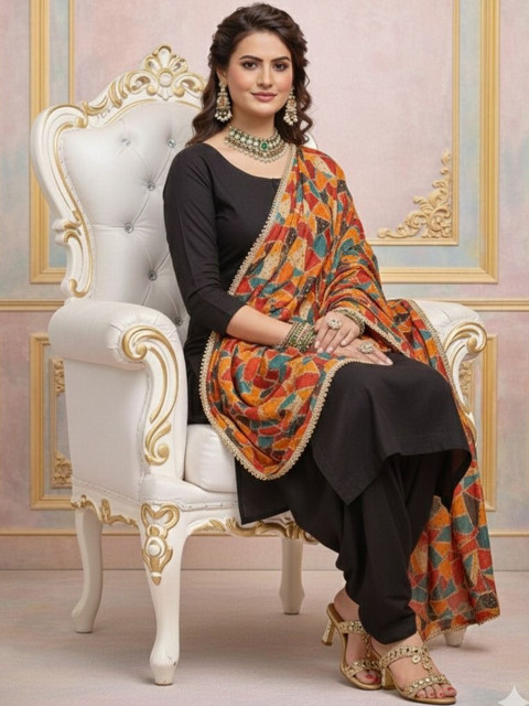 HERE&NOW Printed Kalamkari Dupatta - Image 4