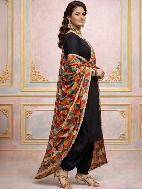 HERE&NOW Printed Kalamkari Dupatta - Image 2
