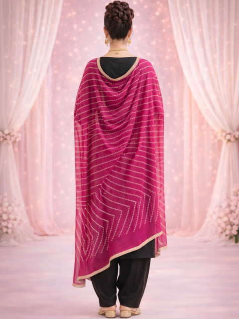 HERE&NOW Printed Bandhani Dupatta with Gotta Patti - Image 5